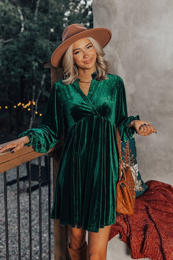 Confidence Is Everything Velvet Dress In Hunter Green Confidence Is Everything Velvet Dress In Hunter Green