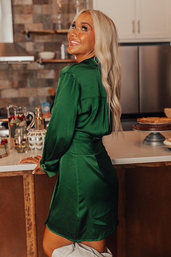 Forever First Class Wrap Mini Dress S / green Forever First Class Wrap Mini Dress S / green