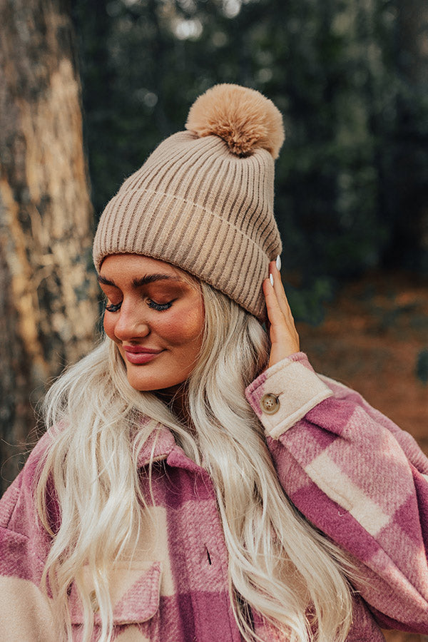 Toasty Times Fleece Lined Beanie In Iced Latte