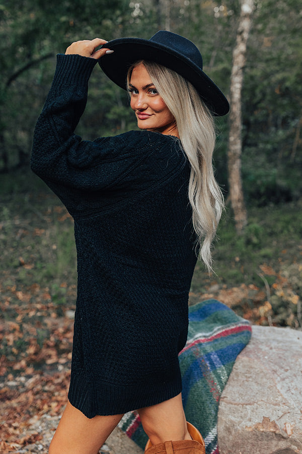 Seasonal Treats Cable Knit Sweater Dress in Black Seasonal Treats Cable Knit Sweater Dress in Black