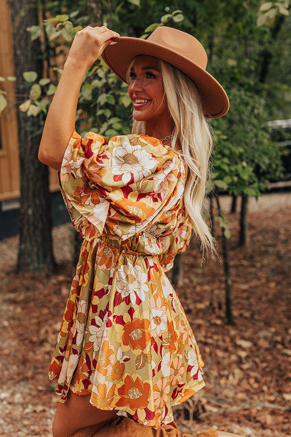Happy Haven Floral Mini Dress in Olive