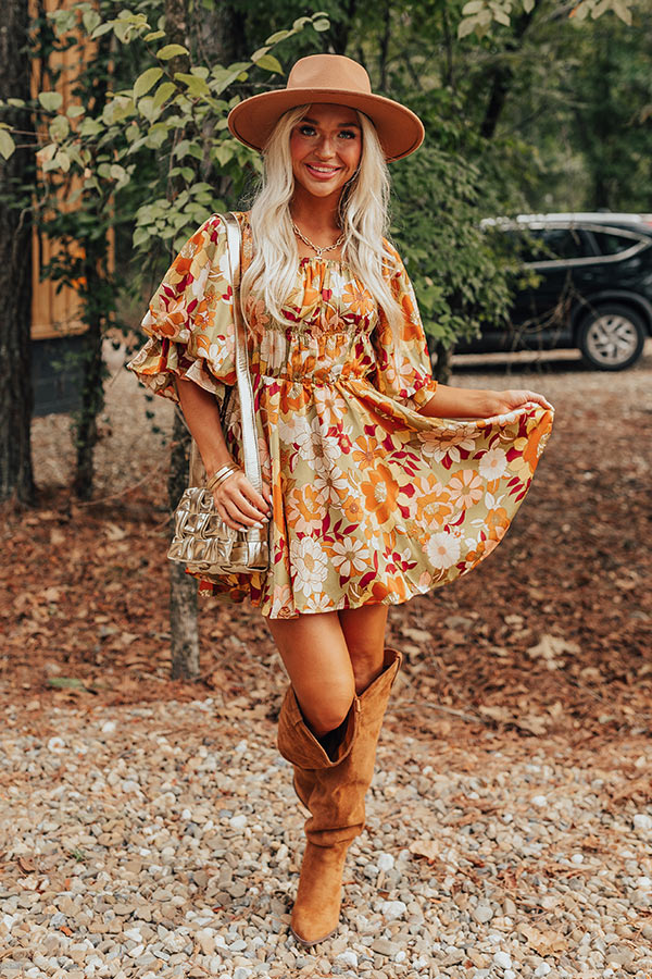 Olive floral outlet dress