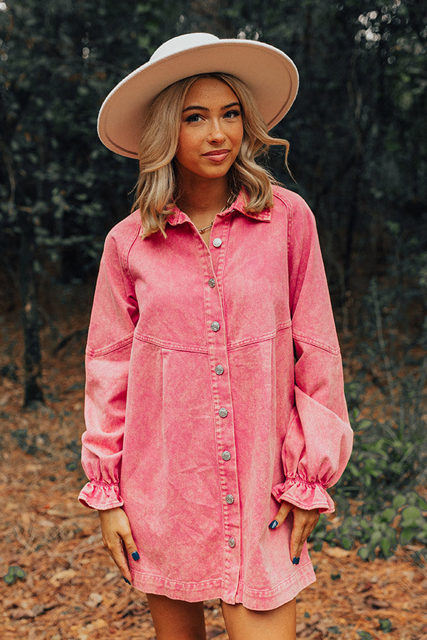 Tomorrow Is A New Day Denim Dress In Pink Tomorrow Is A New Day Denim Dress In Pink