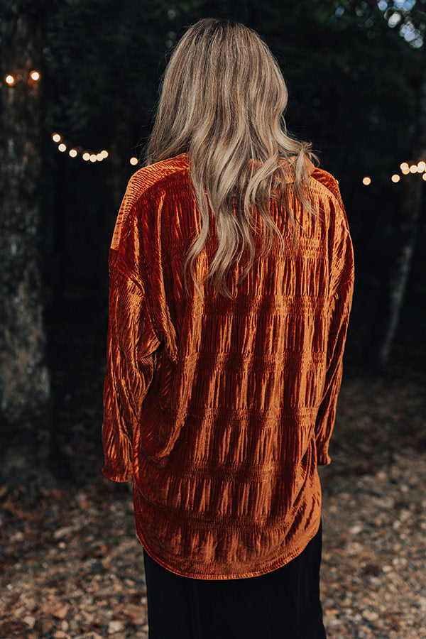 Amazing Views Velvet Top in Rust