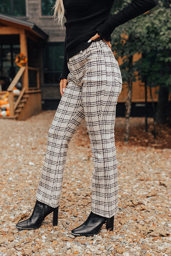 high waisted plaid dress pants The Holtz High Waist Plaid Pants Curves 2XL / grey