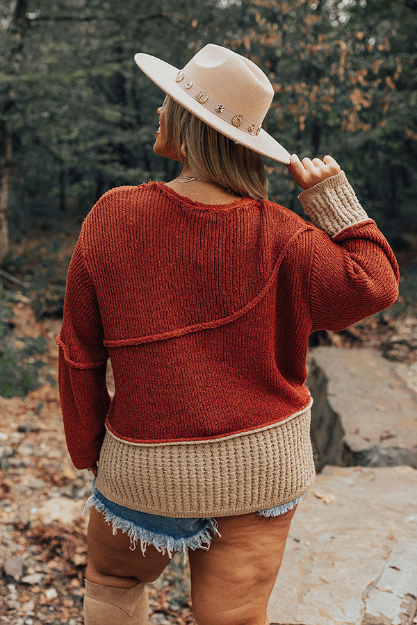 Cozy Darling Knit Sweater in Rust Curves