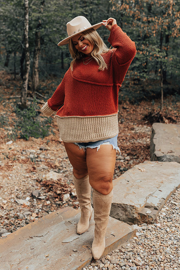 Cozy Darling Knit Sweater in Rust Curves