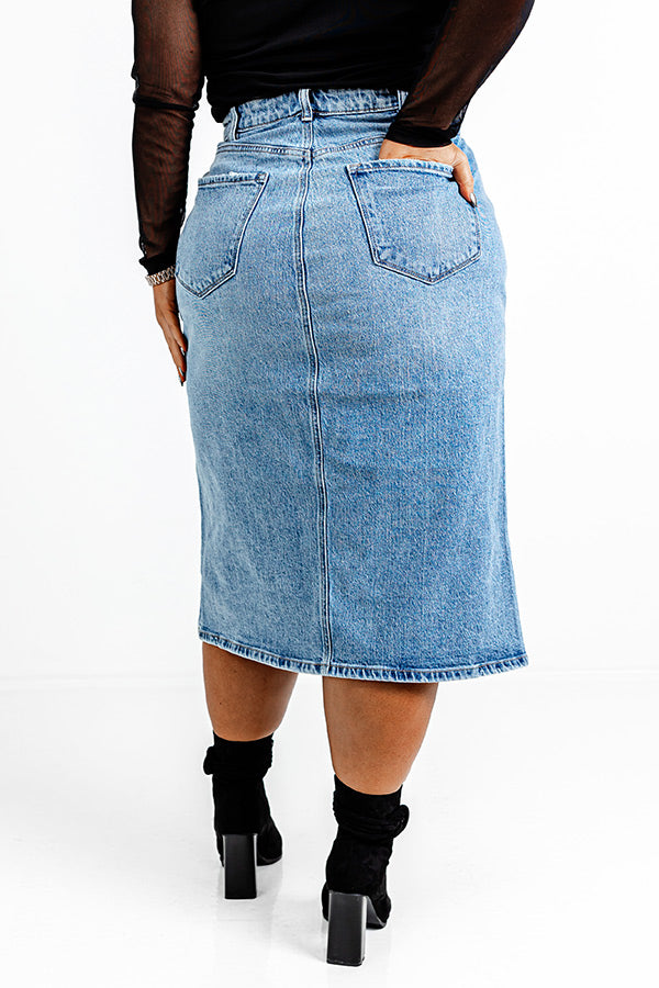 The Everly High Waist Denim Skirt Curves