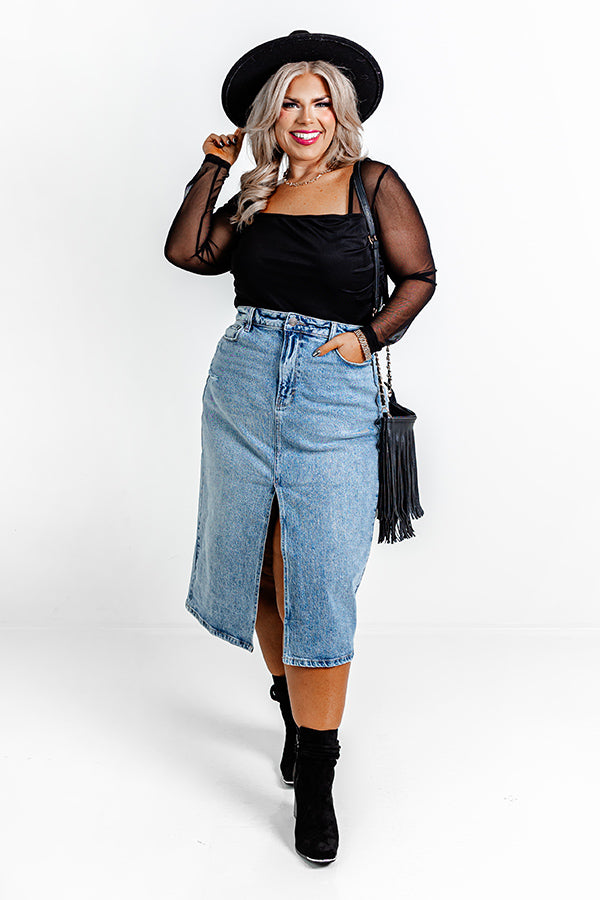 The Everly High Waist Denim Skirt Curves