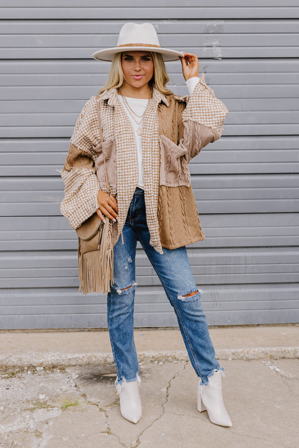 Take The Train Houndstooth Jacket In Camel