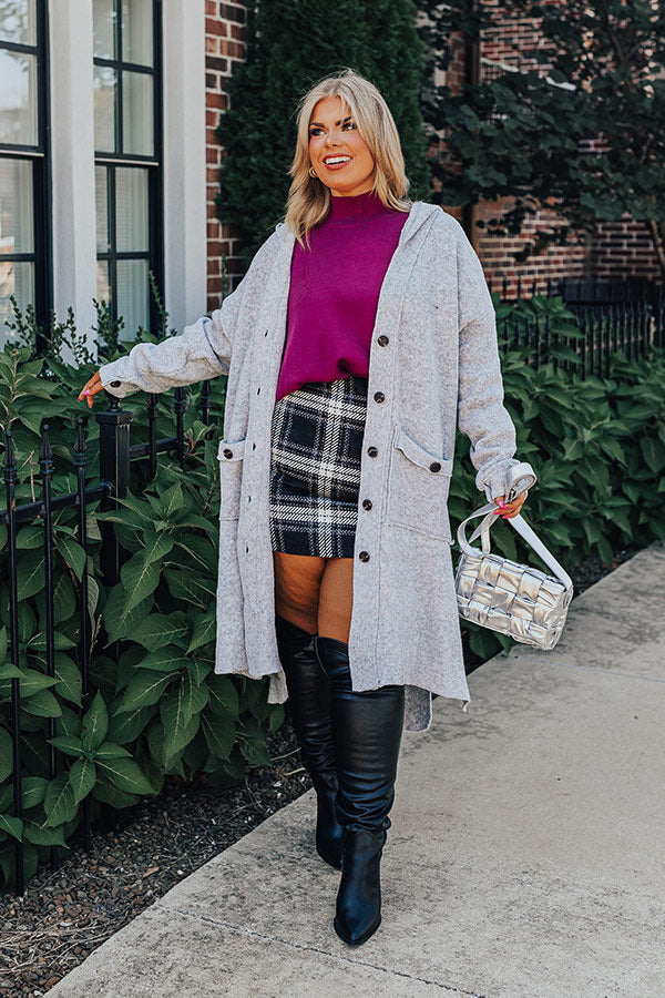 Start The Bonfire Duster Cardigan In Grey Curves