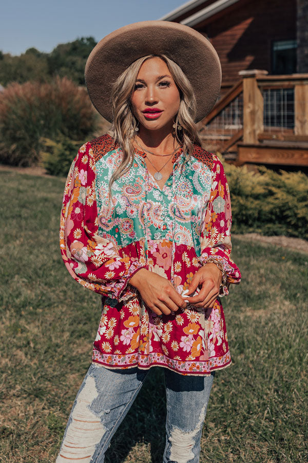 Amber Abundance Floral Top