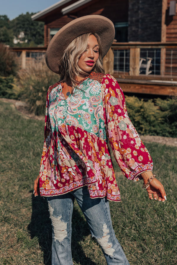 Amber Abundance Floral Top