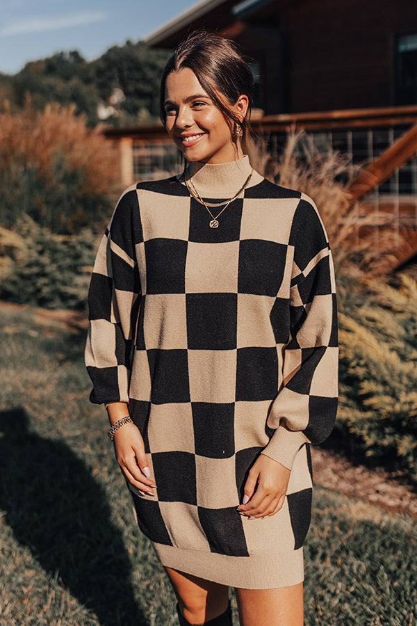 Maplewood Mornings Checkered Sweater Dress