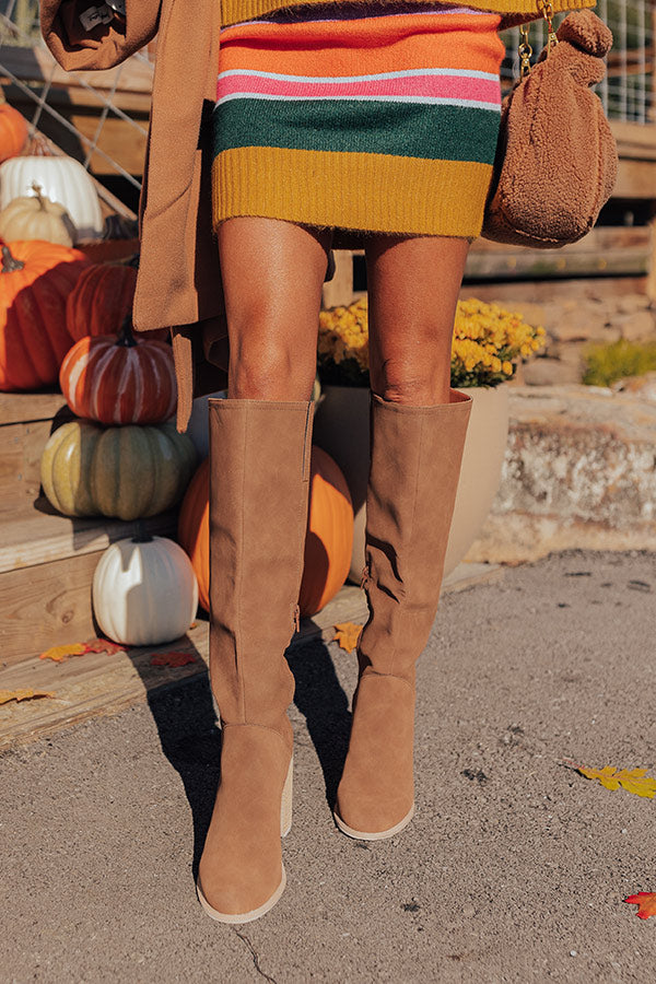 The Hudson Knee High Nubuck Boot In Brown