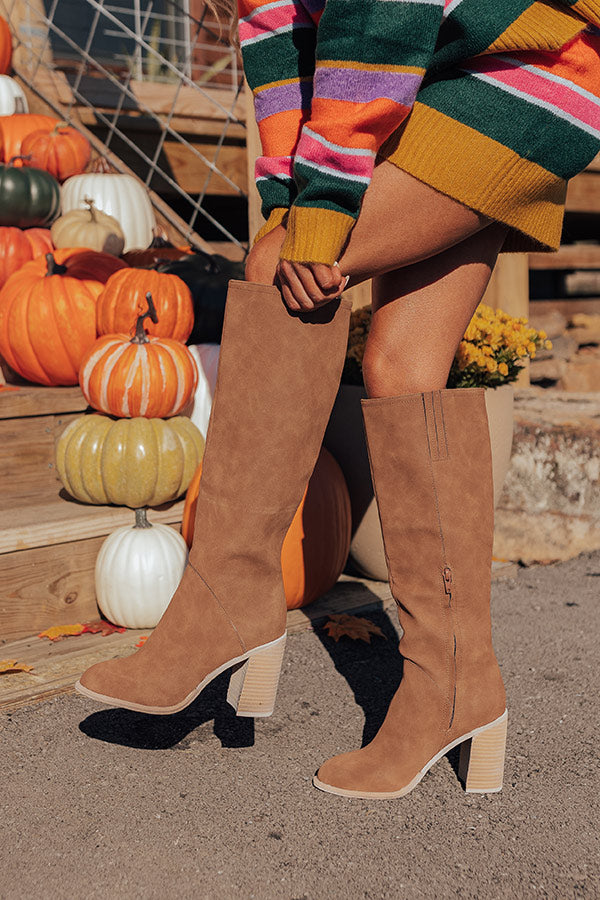 The Hudson Knee High Nubuck Boot In Brown