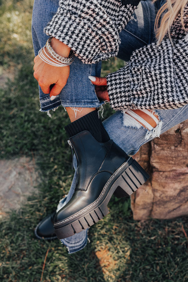 The Ashley Faux Leather Boot In Black