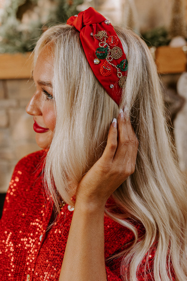 Christmas Carol Embellished Headband In Red