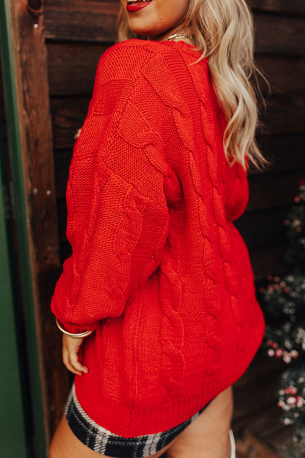 HATLEY - Red shimmer cable knit leggings - La Culotte à l'Envers