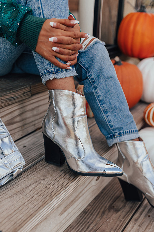 The Kaylie Metallic Bootie In Silver