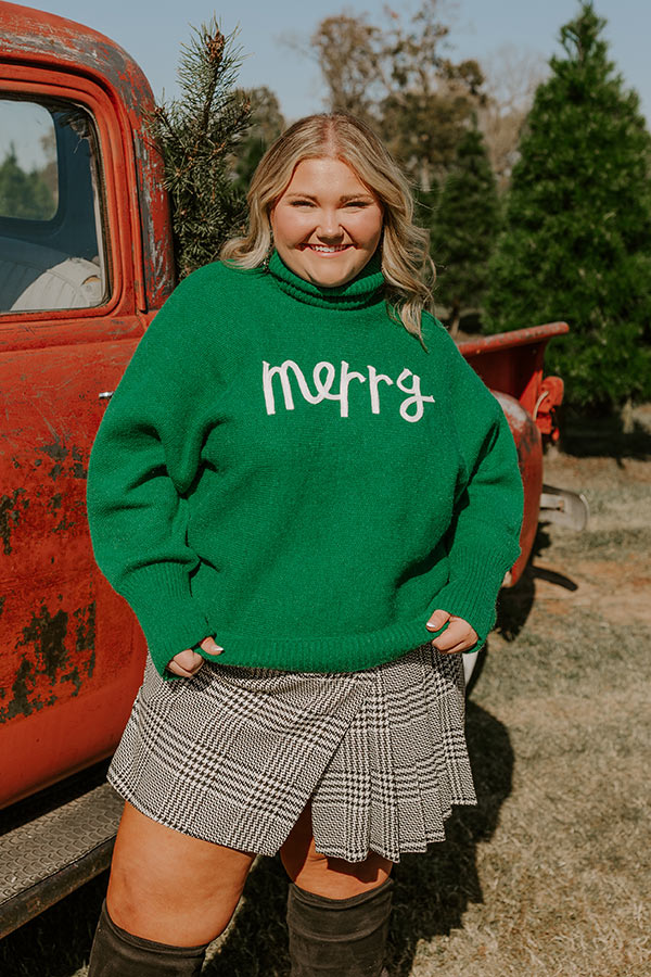 Merry Turtle Neck Sweater In Green Curves
