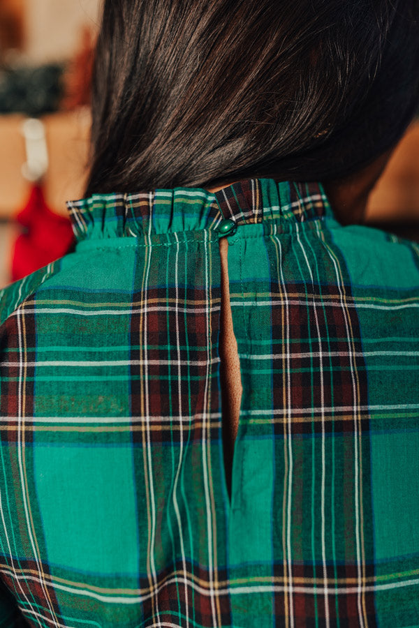 Beautiful Routine Plaid Top In Green