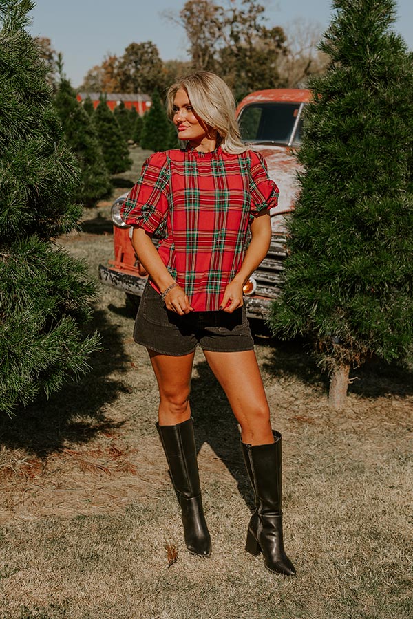 Beautiful Routine Plaid Top In Red