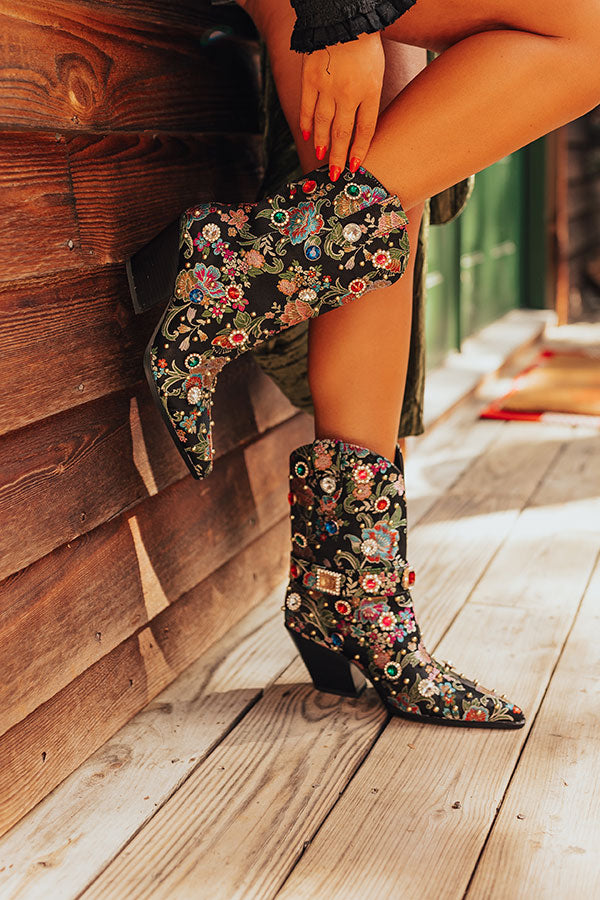 The Delilah Embellished Cowboy Boot in Black