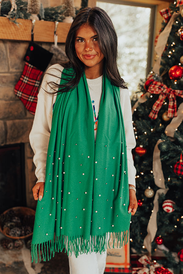 Escape To Comfort Embellished Scarf In Green
