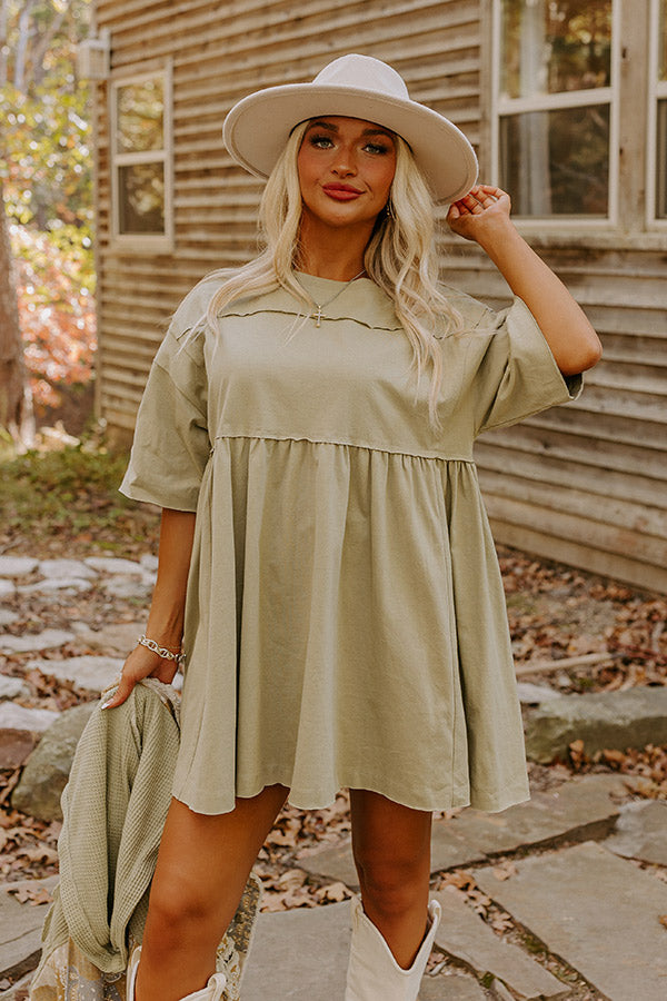 Lovely Tokens Mini Tunic Dress In Sage