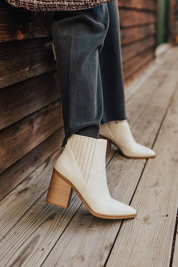 The Benett Faux Leather Bootie in Cream