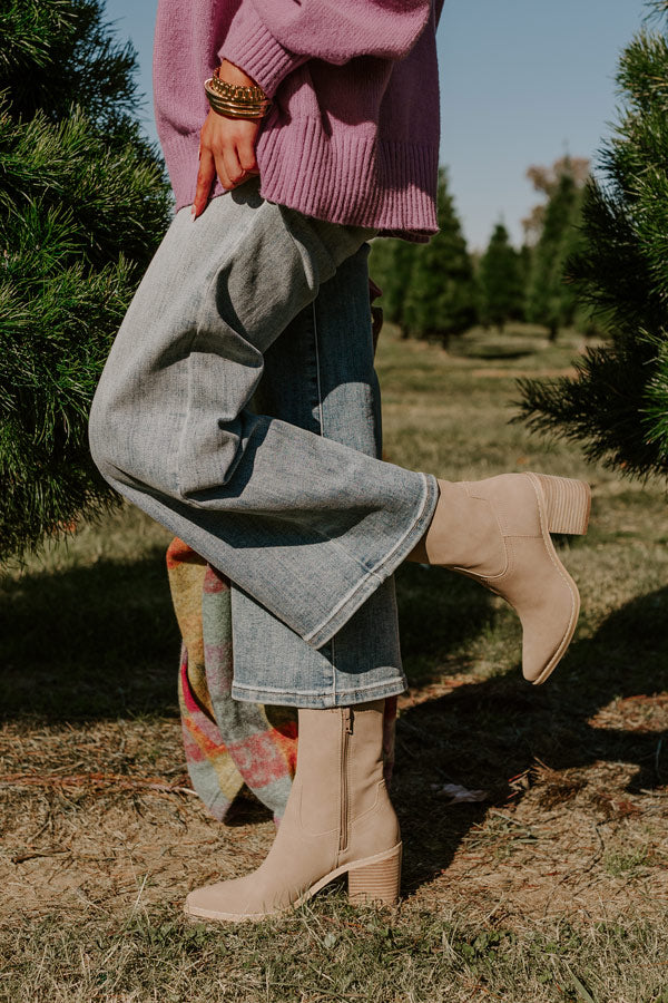 The Issey Faux Nubuck Boot In Taupe