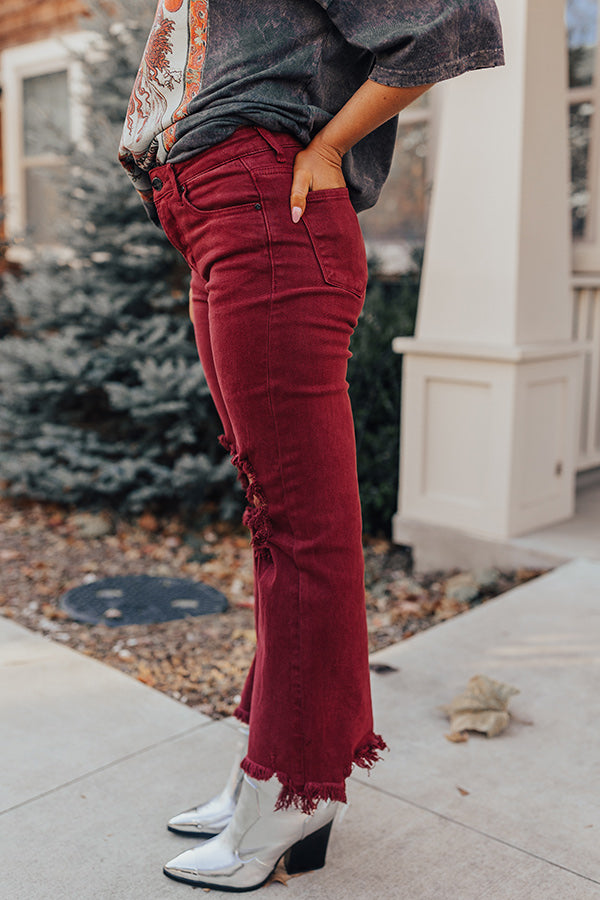 Risen The Eras High Waist Distressed Jean In Wine