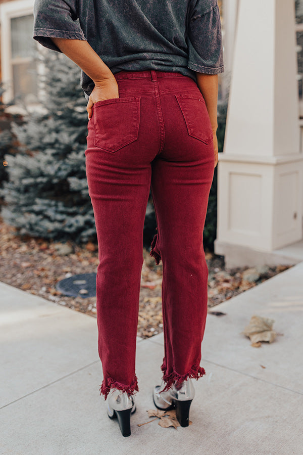 Risen The Eras High Waist Distressed Jean In Wine