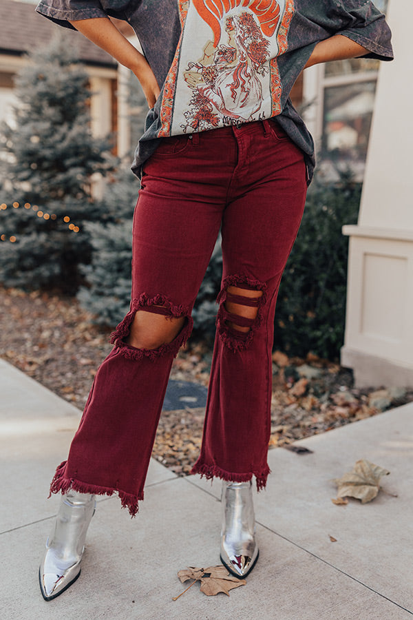 Risen The Eras High Waist Distressed Jean In Wine