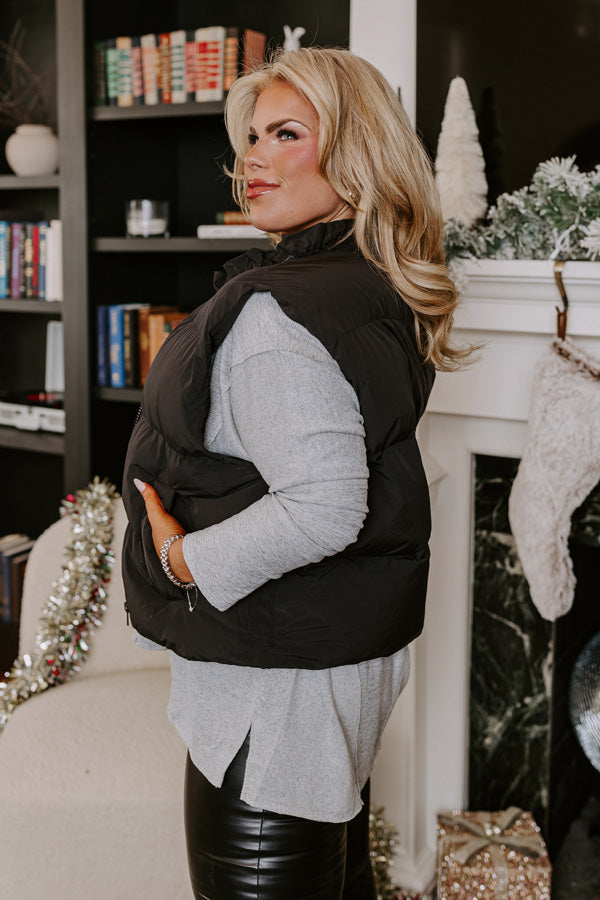 Cool Weather Inclined Puffer Vest in Black Curves