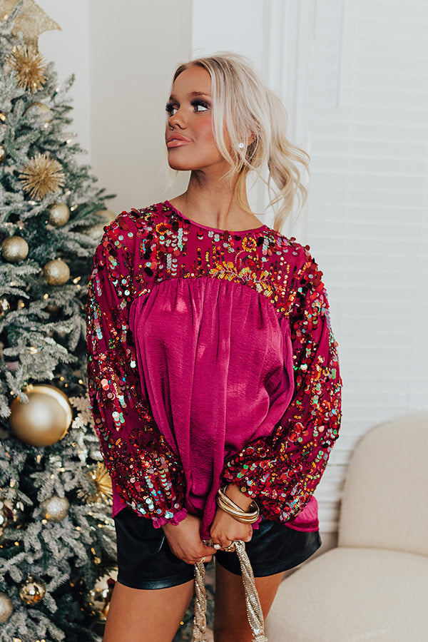 Luxe Lady Sequin Top In Orchid