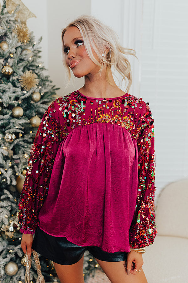 Luxe Lady Sequin Top In Orchid