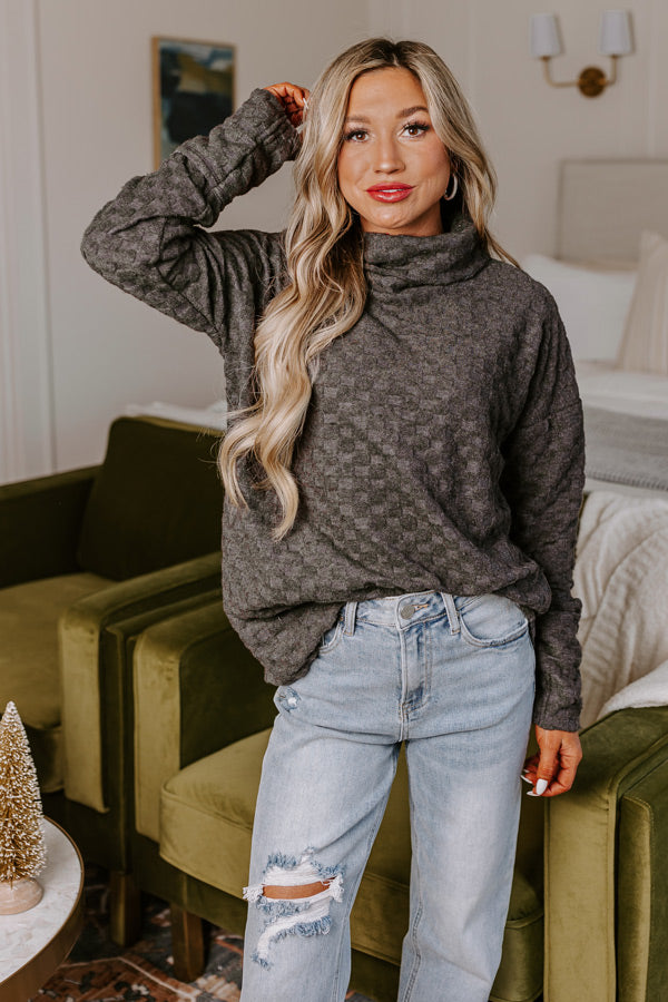 Whispering Winds Sweater Top in Charcoal   