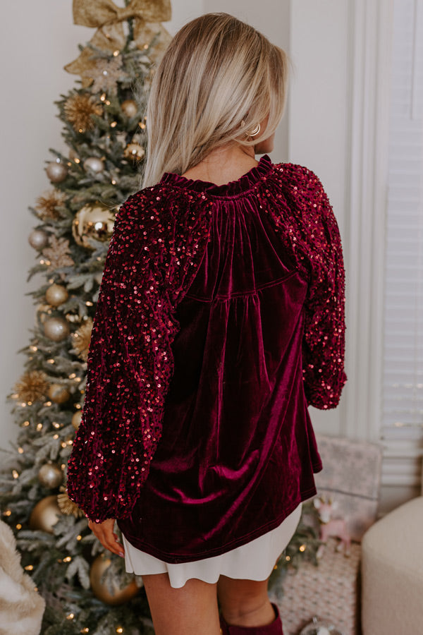 Simple & Elegant Velvet Top In Merlot