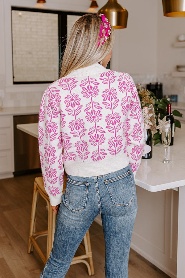 Bloom With A View Knit Sweater in Violet