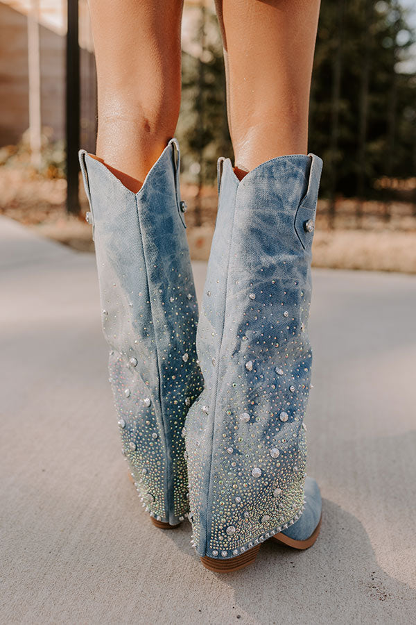 The Salute Embellished Denim Cowboy Boot