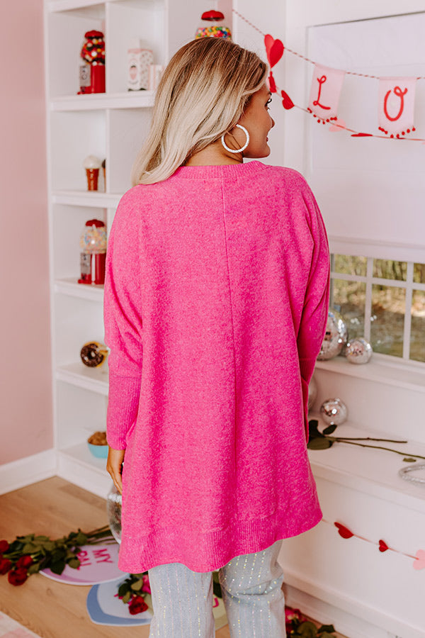 Call Me Cutie Shift Sweater in Hot Pink