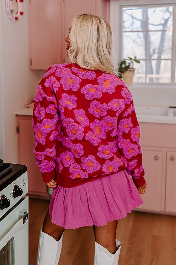 Living Floral Sweater In Red