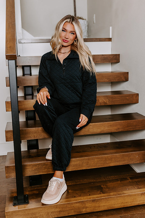 Paris Mornings Quilted Joggers In Black