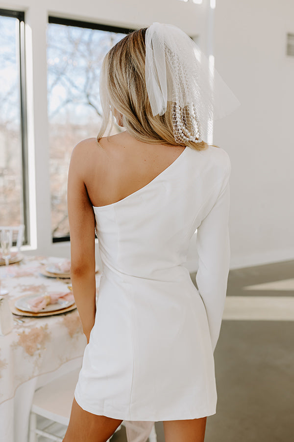 white dress with embellishment Shimmering Twilight Embellished Mini Dress in White S / White