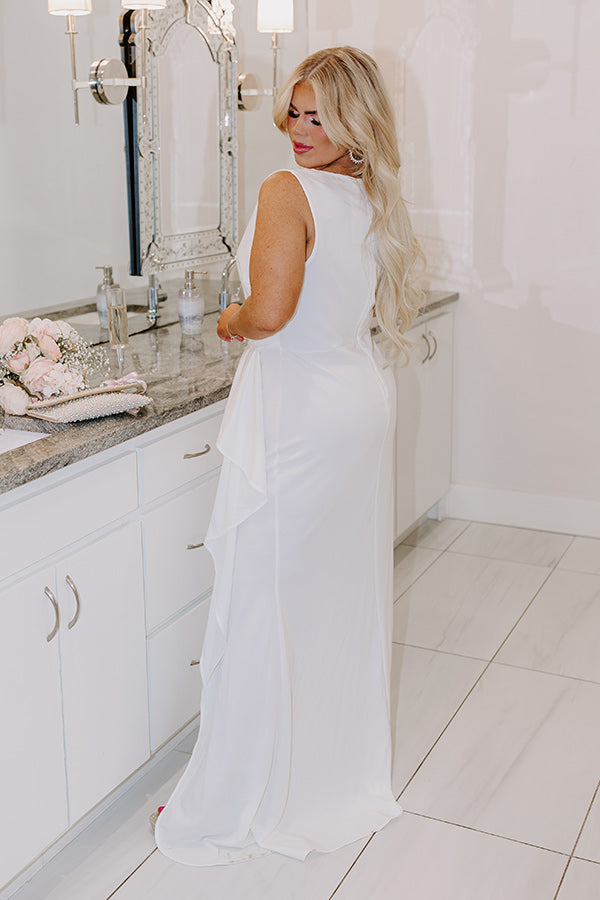 The Allie Ruffle Maxi Dress Curves 3XL / ivory