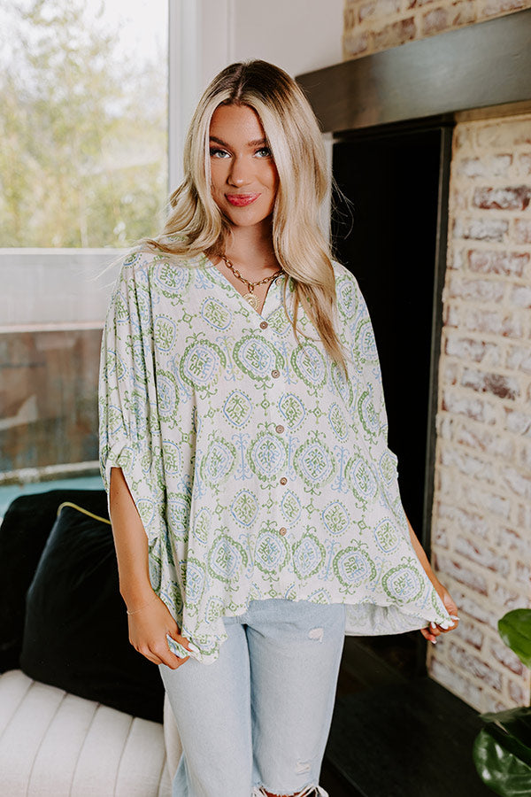 Let's Take A Trip Button Up In Lime