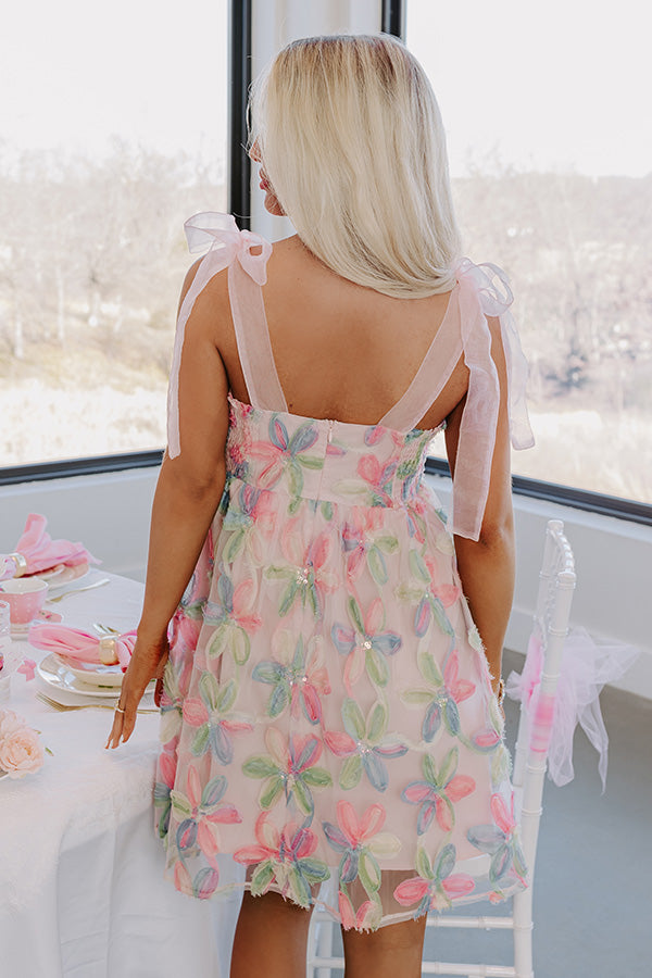 Twilight Blush Embroidered Mini Dress