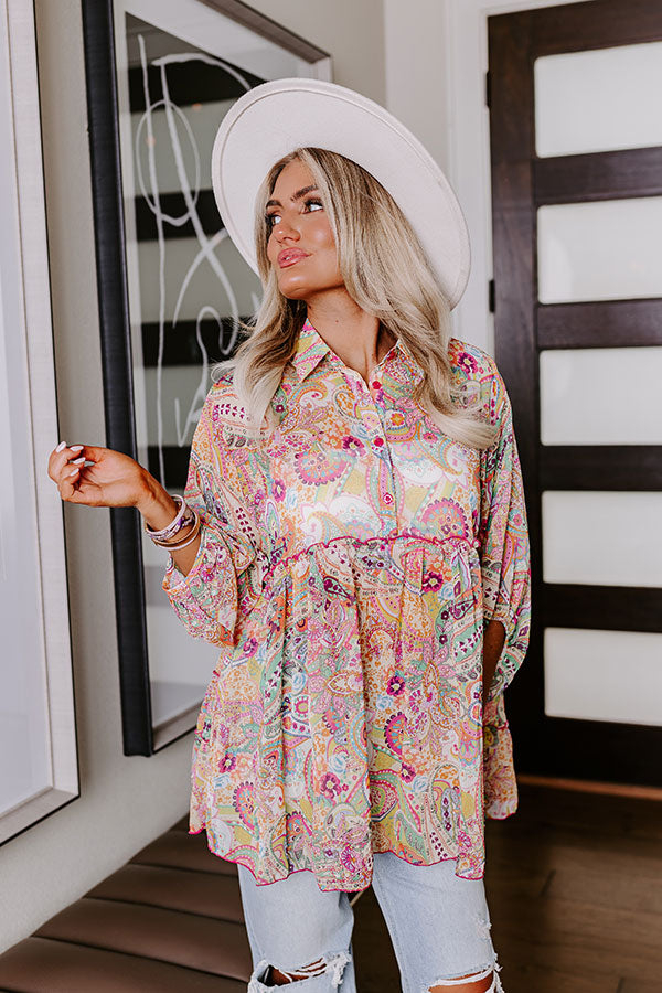 Viva La Travel Paisley Tunic In Yellow